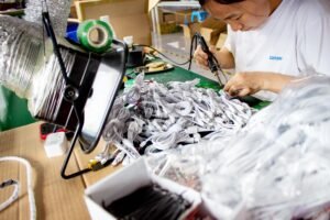 Workers are manufacturing micro usb