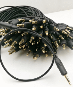 TRS jumper cables connect one device to another for signal routing.