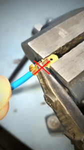 Incorrect crimping method for 6 AWG terminal blocks